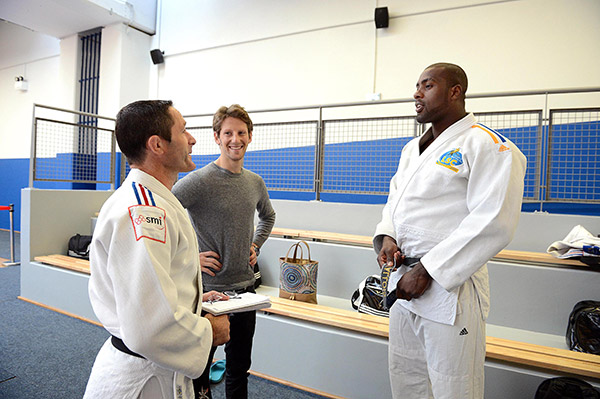 Benoit Campargue, Romain Grosjean et Teddy Riner